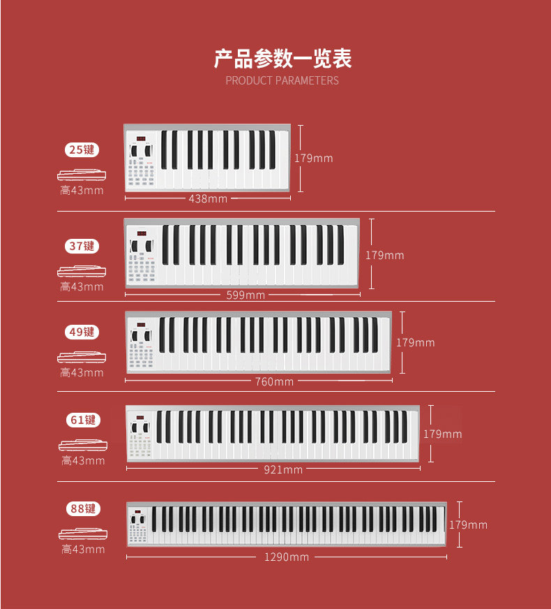 Список размера пианино