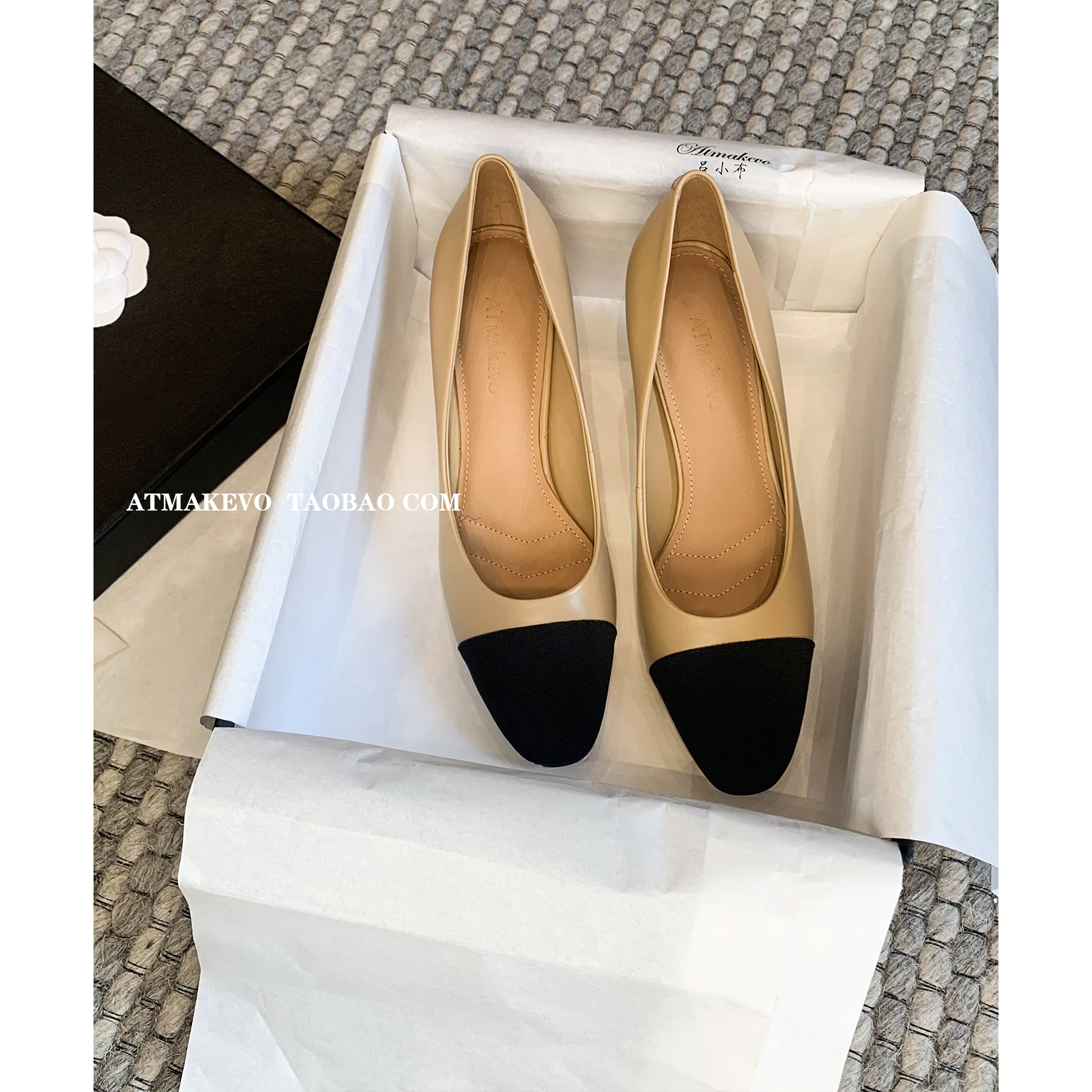 (Lü Xiaobu) pointed small fragrant wind genuine leather bag shoes with summer and female low heel style shallow and high heel shoe heel