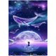 Framed Whale Girl Handmade Diamond Painting 2024 New Living Room Cross Stitch Cartoon Diamond Embroidery Sticker Diamond Brick Painting