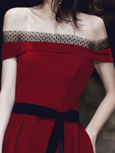 Бархатное длинное элегантное вечернее платье для невесты, 2023, открытые плечи