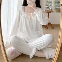 Chaoshan Jieyang pajamas womens 2022 new spring and autumn thin cotton round neck ladies sweet princess style home wear