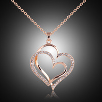 European Double Heart NCKLACE WOMEN's Fashion Accessories female