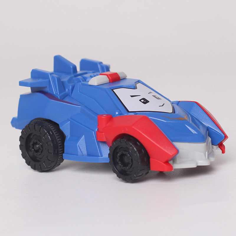 Cartoon handsome little racing boy baby inertia will run car children plastic collision deformation toy car