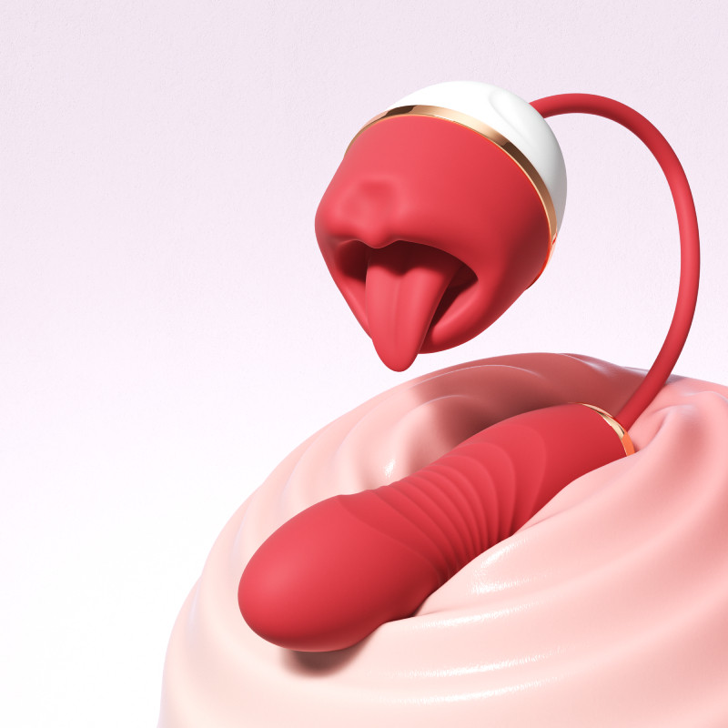 Dual-Stimulation-Vibrator mit realistischer Zunge