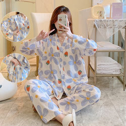 Confinement clothing V-neck long-sleeved cotton silk postpartum summer thin maternity pajamas cotton silk pregnancy nursing suit casual