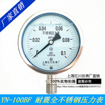 YN100BF 0-0 1MPa shock-resistant stainless steel pressure gauge Seismic shockproof high temperature anti-corrosion steam meter