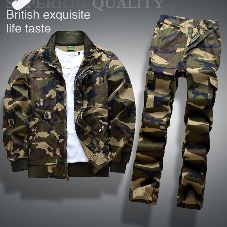 Pure cotton welding anti-hot working suit male wear-resistant camouflage clothing loose to wear clothing to wear and autumn workshop thickening