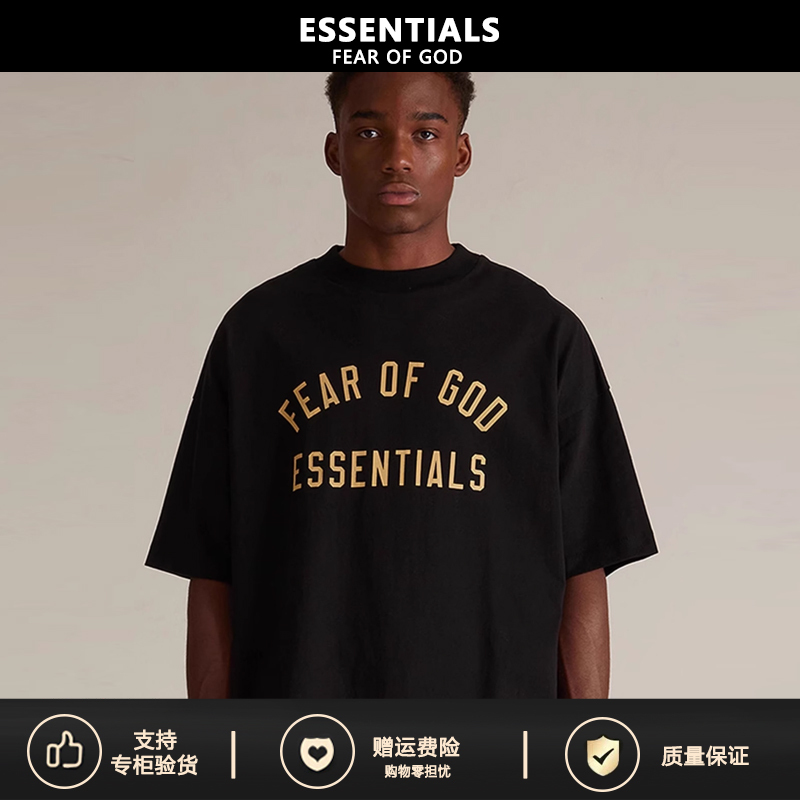 【Supports Inspection】5Zhe Fog Ess Short-Sleeve Letter Print American Version Crew Neck T-Shirt Trendy Essentials