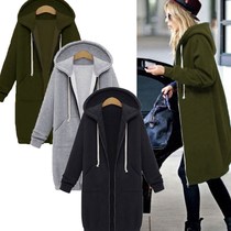 Sweater female large size hooded long coat