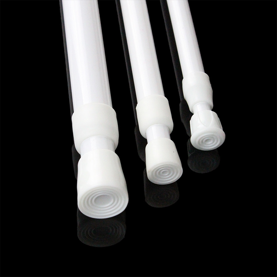 White paint telescopic rod curtain shower curtain rod Punch-free installation-free clothes drying rod Clip doll machine rod Door curtain half curtain straight rod