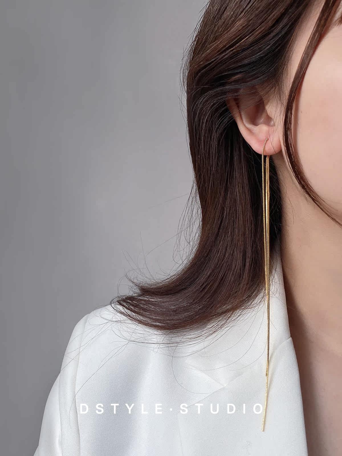 2021 new trendy Korean simple net red earrings women's long earrings temperament personality tassels hanging ear wires