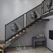 Nordic light luxury indoor staircase handrail guardrail new Chinese style empty pattern railing simple modern home fence