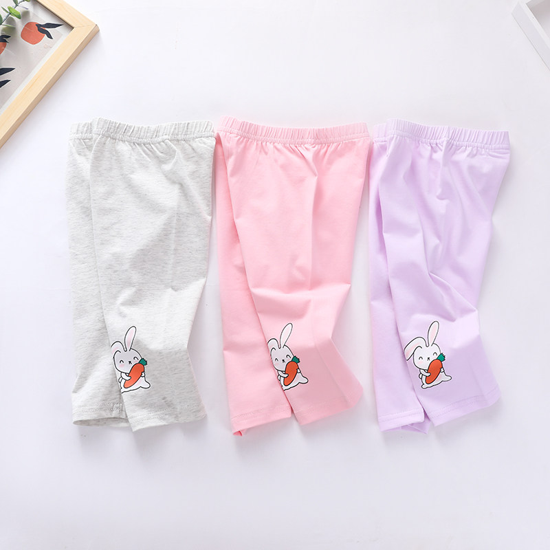 Child Clothing Girl Pants 2022 Summer Dress New Pure Cotton Small Baby Cool Korean version 7 Pants Baby inside lap pants