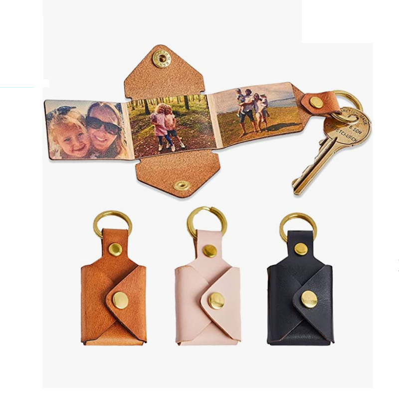 Cross-Border Personalized Mini Photo Keychain DIY Colorful Photo 1inch Photo Album Key Ring Pendant
