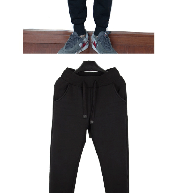 Mùa đông quần bó sát nam cộng với nhung dày cashmere ấm áp quần âu thanh niên quần lỏng quần chân mặc quần ống rộng nam