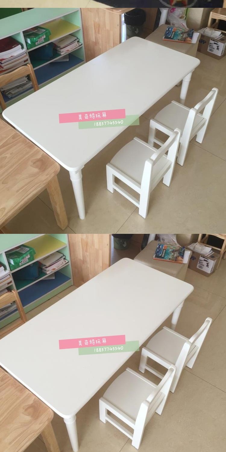 Sơn đầy màu sắc cho trẻ em sáu bàn vuông mẫu giáo trung tâm giáo dục sớm sơn bàn trắng học bàn Bắc Âu - Phòng trẻ em / Bàn ghế bàn học cho trẻ lớp 1
