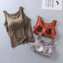 With chest pad Modal camisole womens inner wear-free bra cup One-piece bra large size underwear outside wear