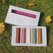 Lipstick schoolgirl set a box of cheap semi-matte matte Morandi vintage red-brown aunt color micro carving flowers