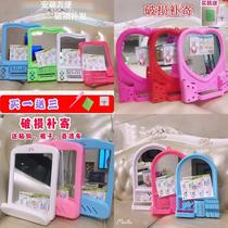 No punching plastic hanging mirror bathroom mirror dormitory rental house makeup mirror wall hanging mirror with shelf old-fashioned frame