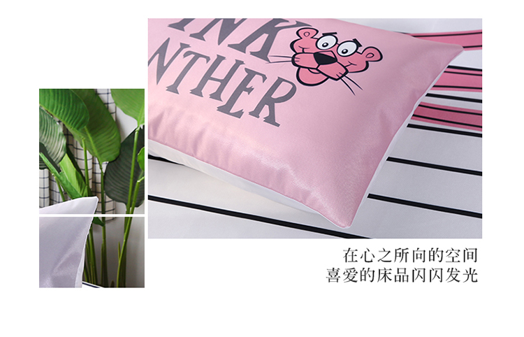 Cô gái tim phim hoạt hình Pink Panther ký túc xá mat mat lụa băng ba mảnh phù hợp có thể được rửa sạch Tencel máy lạnh Ruanxi 1.8m - Thảm mùa hè chiếu trúc chiếu tre