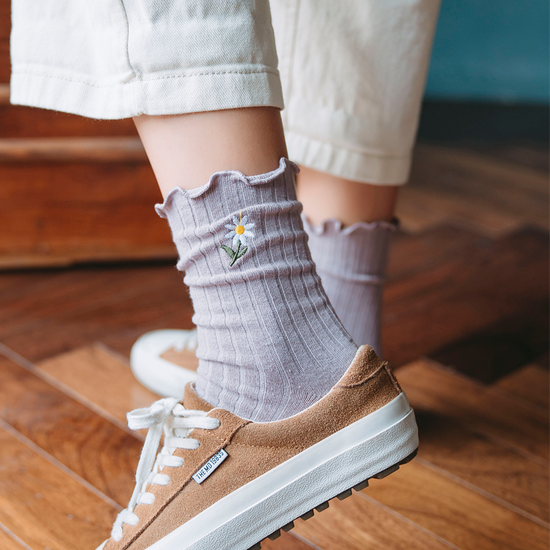 Pregnant woman socks Songkou pure cotton No-foot middle cylinder Curling Socks Maternal Sit-in-the-Moon Sox Sox Sox Sox Sox