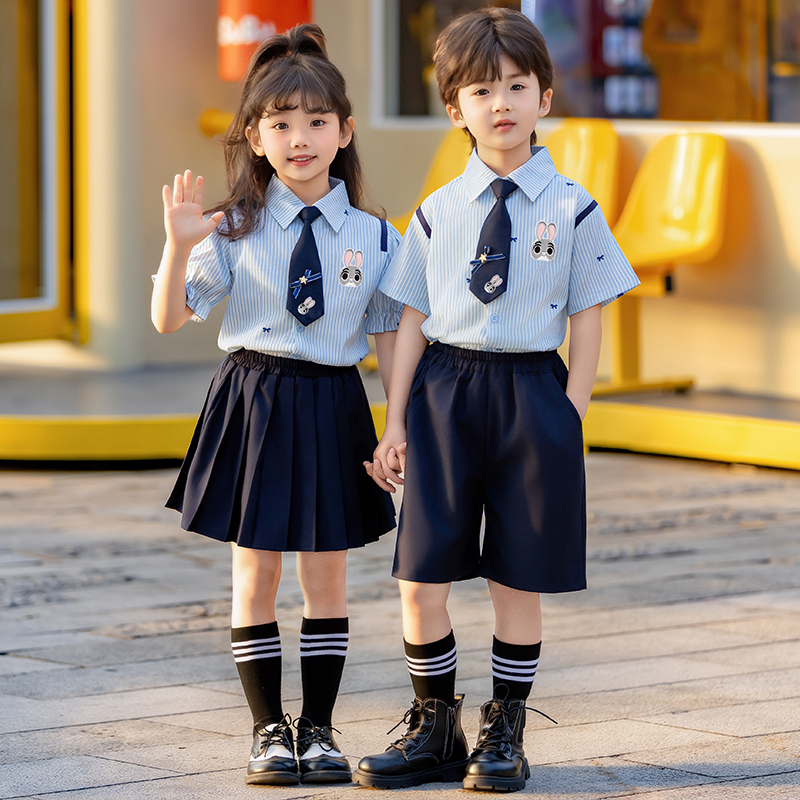 Rabbit Police Officer Children's College Style Shirt Set Boys and Girls Graduation Photo Zootopia Performance Costume