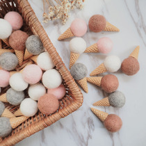 Wool felt Ice cream cone cone cone Eternal wreath Wreath Floral bouquet design diy matching materials(large