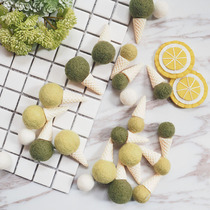 Wool Felt Ice Cream Garland Wreath Eternal Flower diy Matcha Color Series Size Cone Accessories