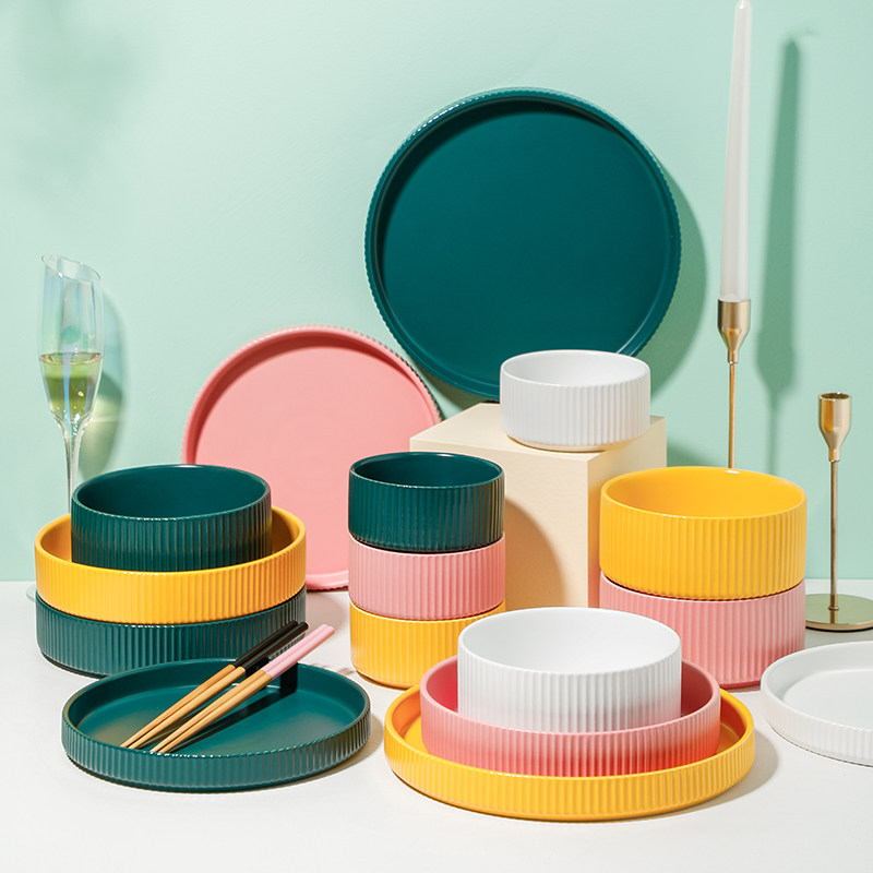 Dishes set home net red ins wind creative couple bowl chopsticks personality tableware duo food ceramic bowl and plate combination