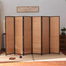 Screen partition folding mobile simple modern living room solid wood folding screen push-pull bedroom to block home bamboo porch