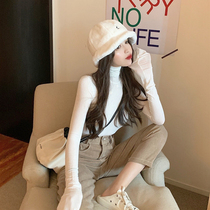 White pink high neck sunscreen base shirt womens summer thin section with long-sleeved t-shirt hot girl slim fit tight top