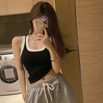 Net red black suspender sports vest women wear sexy hot girls outside the summer with a short bottom sleeveless top tide