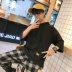 Áo len ngắn tay nam trùm đầu phiên bản Hàn Quốc theo xu hướng của sinh viên bf áo thun hip-hop lỏng lẻo bảy phần rưỡi tay áo có mũ 2018 áo thun  Áo phông ngắn