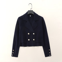 24073 Spanish single~temperament double-breasted lapel sweater sweater suit short coat top women 0.53