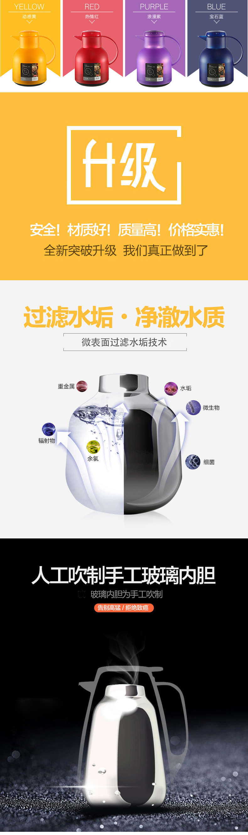 康宁旗下 Pyrex 镀银玻璃内胆保温壶 1L 图4