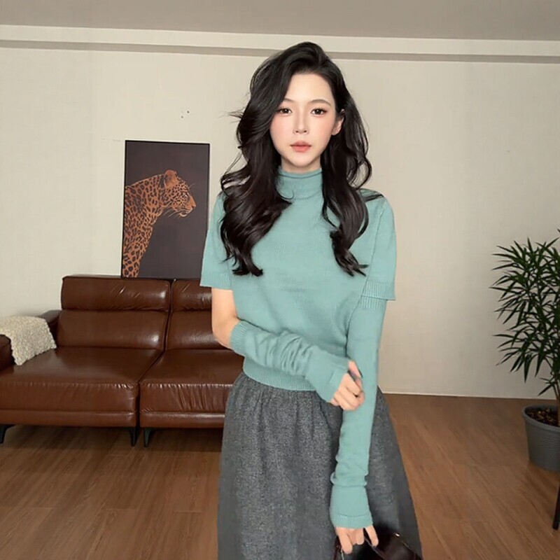 Lazy Style High-Neck Slim-Fit Knit Sweater for Women, 2026 Autumn and Winter New Versatile Slimming Sweater Top Lazy Style High-Neck Slim-Fit Knit Sweater for Women, 2026 Autumn and Winter New Versatile Slimming Sweater Top