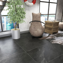 Stone grained marble tile dark gray floor tiles 600x1200 living room non-slip homestay floor tile Villa office