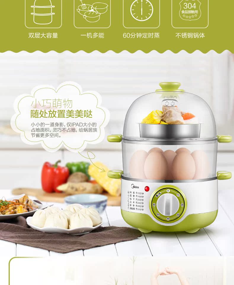 nồi lẩu mini 1 người Midea / beauty MZ-SYH18-2A nồi cơm điện đôi inox mini nồi hấp điện đa năng nồi hấp nhỏ - Nồi trứng nồi lẩu nhỏ