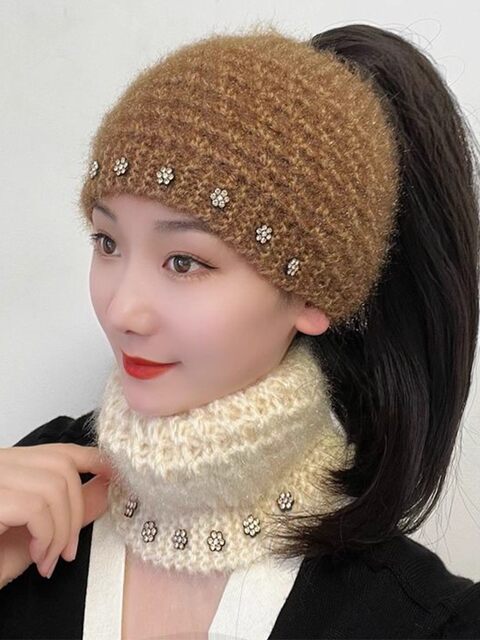 Women's Woolen Hat 2025 New Winter Fashion Trendy High-Value Design to Cover Gray Hair and Keep Warm Knitted Headband Hat