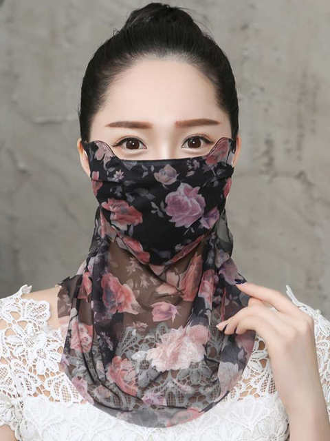 Sun Protection Mask for Women, New Summer Style, Ice Silk Mesh, Eye Protection, Uv Protection, Fashionable, Floral Thin Veil