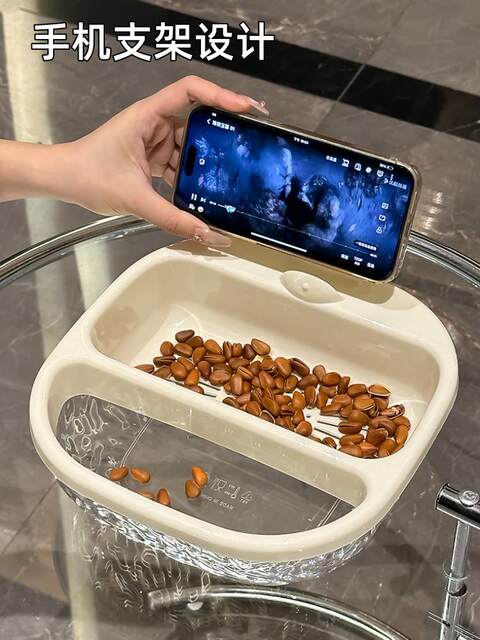 Desktop trash can, light luxury and high-end 2025 new style, high-looking, drama-eating melon seed artifact, square double-layer drain tray
