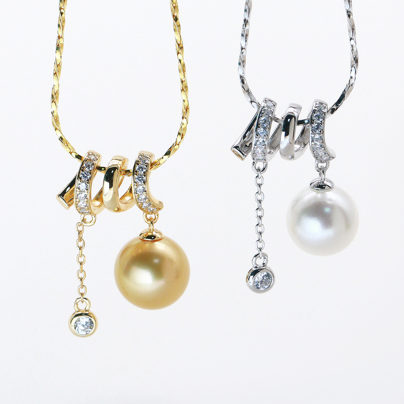 Igem Brand Accessories S925 Silver Luxury Ribbon Pearl Pendant Holder for Women, High-Quality Handmade DIY Accessories