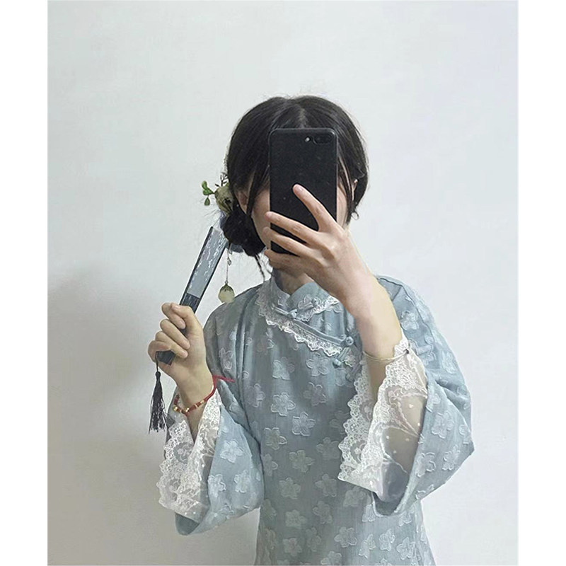 Missy ancient cheongsam 2022 new daily young style Republic of China style retro inverted big sleeve improved dress