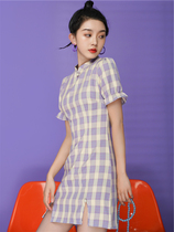 2021 New summer qipao small child young girl student Fresh foreign dress Retro Republic of China Old Shanghai