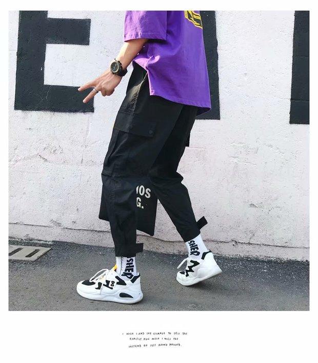 Tide thương hiệu quần yếm nam Yu Wenle lỏng lẻo siêu cháy quần hip hop chùm chân harem quần chín điểm quần thường quần kaki nam