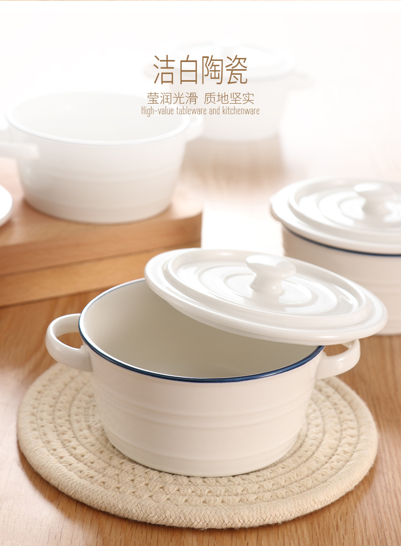 Ceramic water steamed egg bowl of chicken soup steamed egg custard an artifact braise cup bowl bowl with cover Japanese ears soup bowl bowl