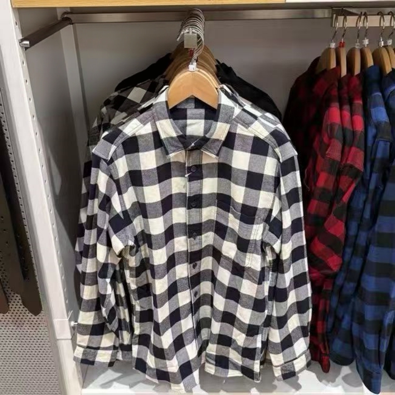 [Factory Direct Sales] Flannel Plaid Shirt/Long Sleeve Unisex Shirt Thin Jacket 486599 480772