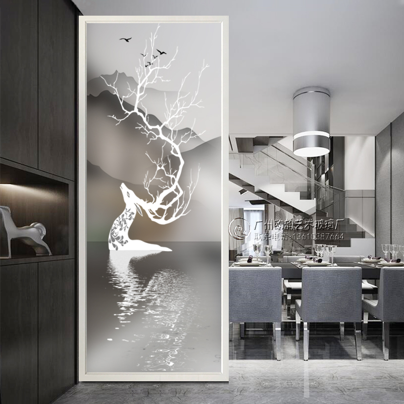 Art Glass Screen Partition Living Room Shelter For Home Entrance Light Extravagant Frosted Light Transmission Brief Decoration Bedroom