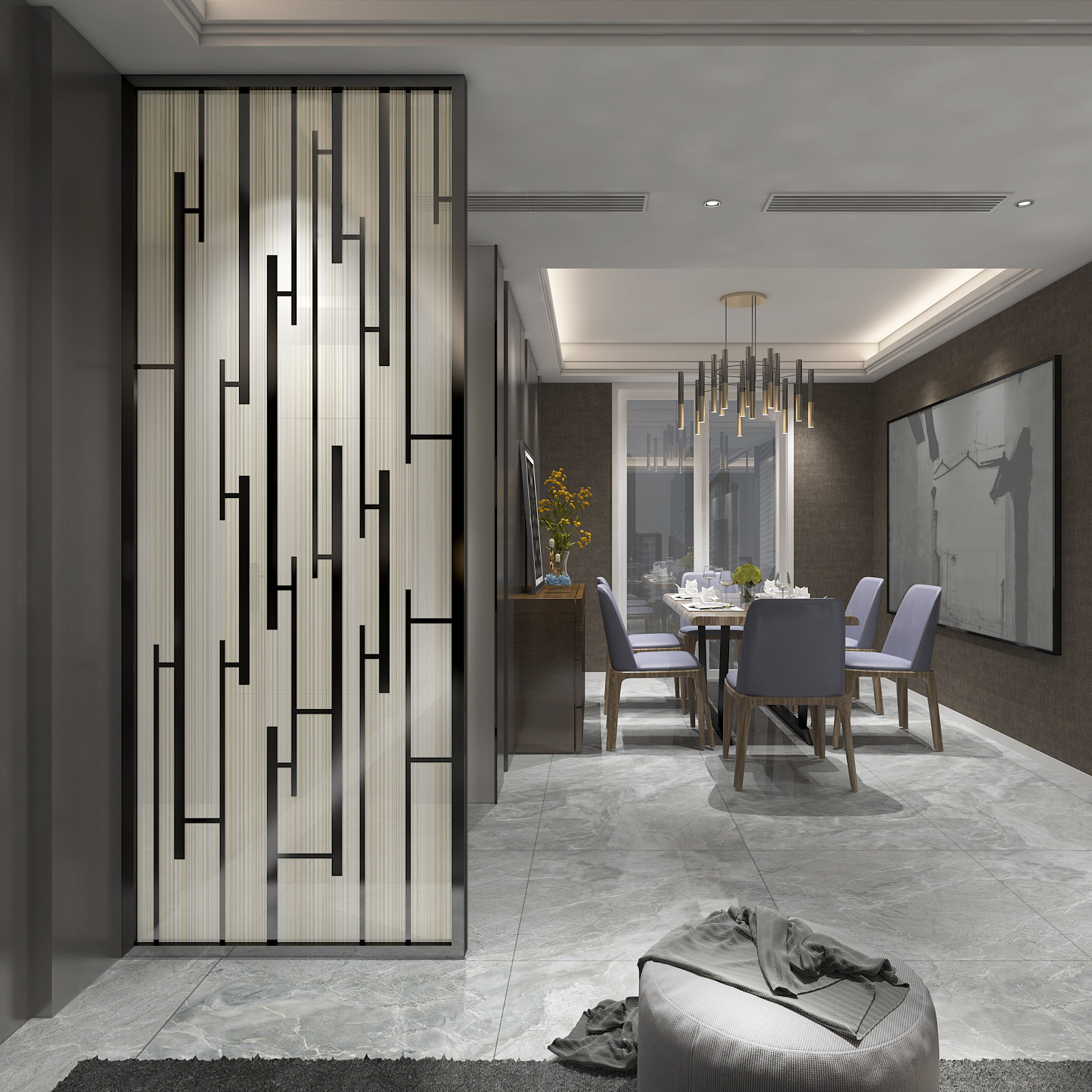 Simple art glass screen partition Living room entrance aisle Custom small apartment light luxury decoration home background wall