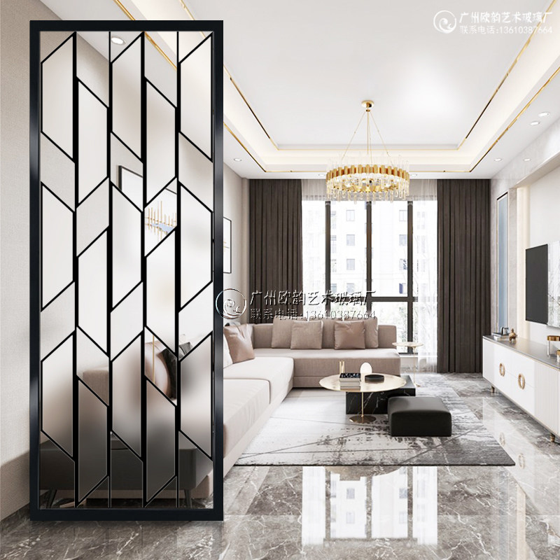 Modern and simple glass screen partition decoration Living room brake entrance Small household bedroom powder room Light luxury